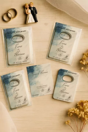 Nişan Nikah Düğün Hatırası Jelatin Kartlı Açacak Magnet – Kişiye Özel