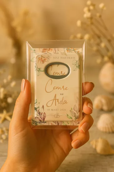 Nişan Nikah Düğün Hatırası Jelatin Kartlı Açacak Magnet – Kişiye Özel