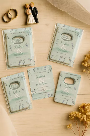 Nişan Nikah Düğün Hatırası Jelatin Kartlı Açacak Magnet – Kişiye Özel