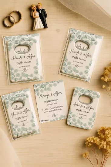 Nişan Nikah Düğün Hatırası Jelatin Kartlı Açacak Magnet – Kişiye Özel