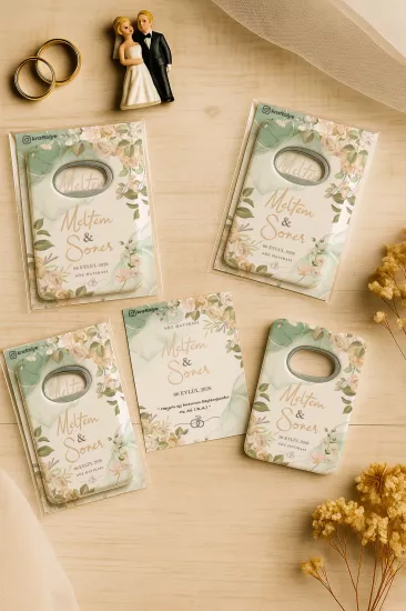 Nişan Nikah Düğün Hatırası Jelatin Kartlı Açacak Magnet – Kişiye Özel