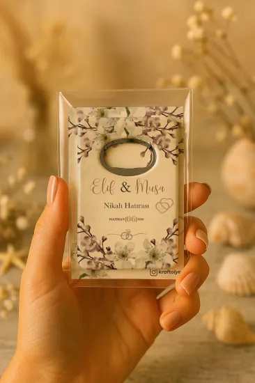 Nişan Nikah Düğün Hatırası Jelatin Kartlı Açacak Magnet – Kişiye Özel