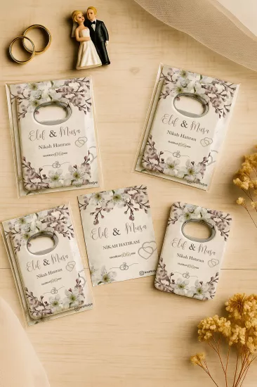 Nişan Nikah Düğün Hatırası Jelatin Kartlı Açacak Magnet – Kişiye Özel