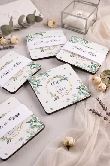 Ahşap Bardak Altlığı | Nikah ve Nişan Hediyesi