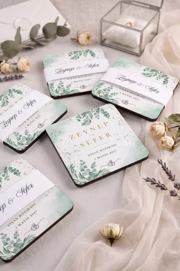 Ahşap Bardak Altlığı | Nikah ve Nişan Hediyesi