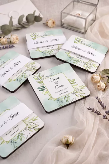 Ahşap Bardak Altlığı | Nikah ve Nişan Hediyesi