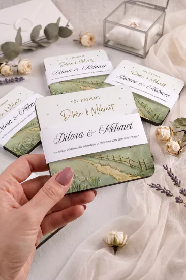 Ahşap Bardak Altlığı | Nikah ve Nişan Hediyesi