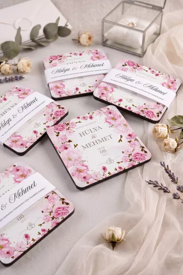 Ahşap Bardak Altlığı | Nikah ve Nişan Hediyesi