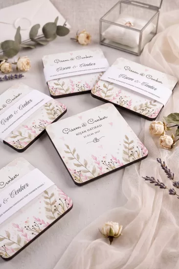 Ahşap Bardak Altlığı | Nikah ve Nişan Hediyesi