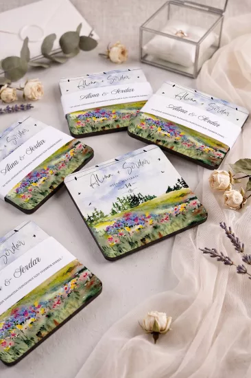 Ahşap Bardak Altlığı | Nikah ve Nişan Hediyesi