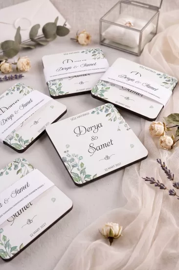 Ahşap Bardak Altlığı | Nikah ve Nişan Hediyesi