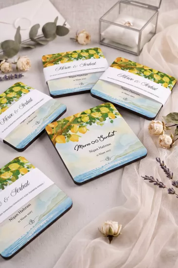 Ahşap Bardak Altlığı | Nikah ve Nişan Hediyesi