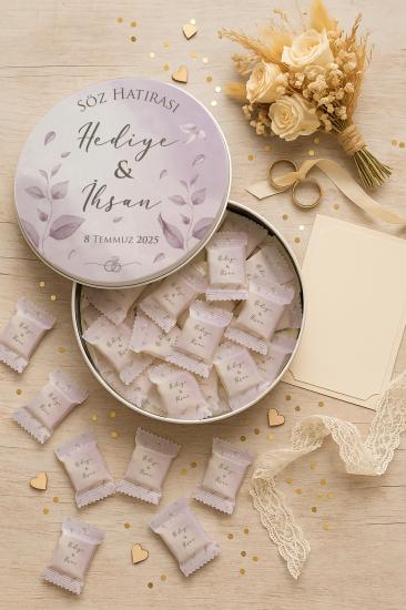 Metal Kutulu Sütlü Madlen Çikolata – Kişiye Özel Söz, Kına & Düğün Hediyesi