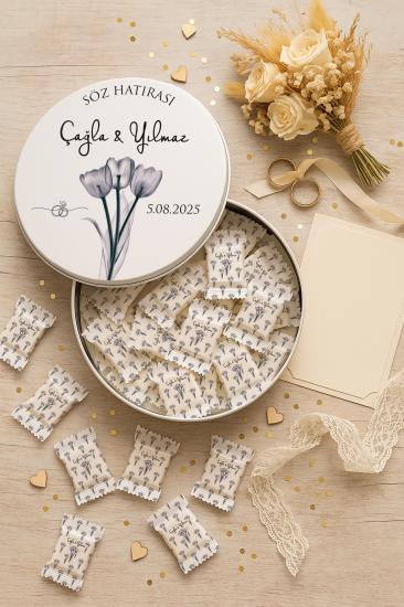 Metal Kutulu Sütlü Madlen Çikolata – Kişiye Özel Söz, Kına & Düğün Hediyesi