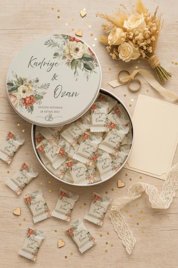 Metal Kutulu Sütlü Madlen Çikolata – Kişiye Özel Söz, Kına & Düğün Hediyesi