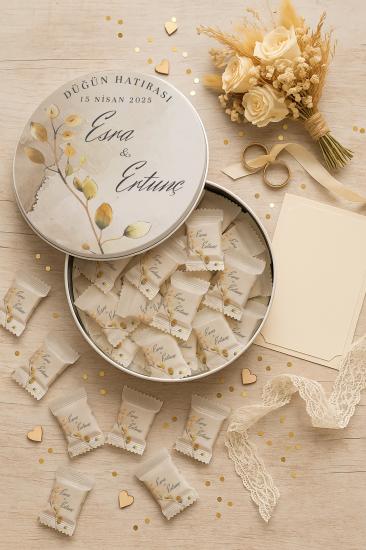 Metal Kutulu Sütlü Madlen Çikolata – Kişiye Özel Söz, Kına & Düğün Hediyesi