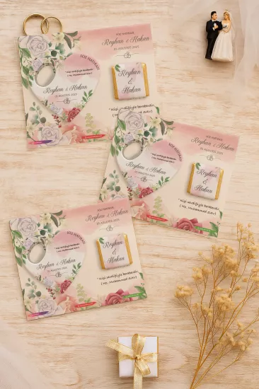 Kişiye Özel Çikolatalı Kalp Açacak Magnet | Söz, Nişan, Nikah, Düğün Hediyesi