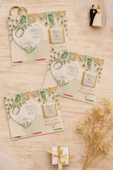 Kişiye Özel Çikolatalı Kalp Açacak Magnet | Söz, Nişan, Nikah, Düğün Hediyesi