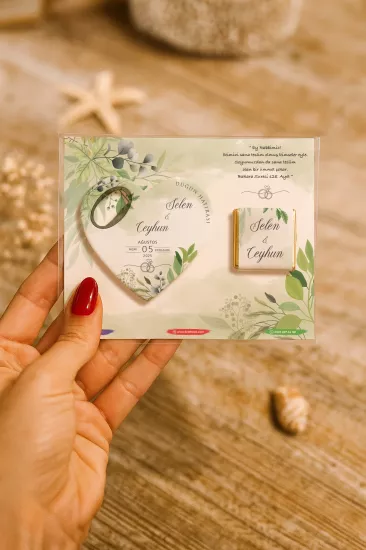Kişiye Özel Çikolatalı Kalp Açacak Magnet | Söz, Nişan, Nikah, Düğün Hediyesi
