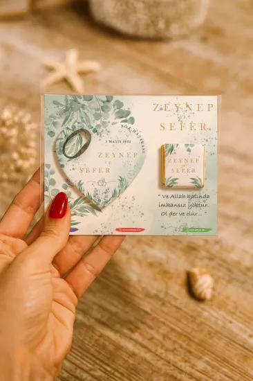 Kişiye Özel Çikolatalı Kalp Açacak Magnet | Söz, Nişan, Nikah, Düğün Hediyesi