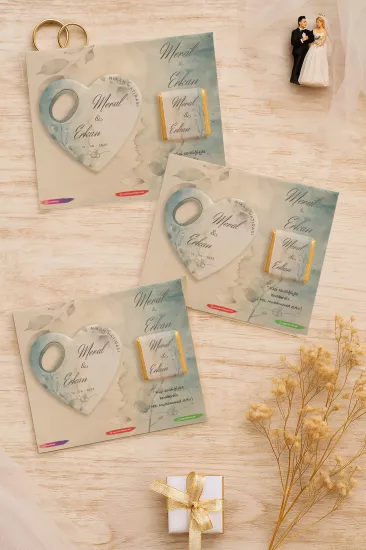 Kişiye Özel Çikolatalı Kalp Açacak Magnet | Söz, Nişan, Nikah, Düğün Hediyesi