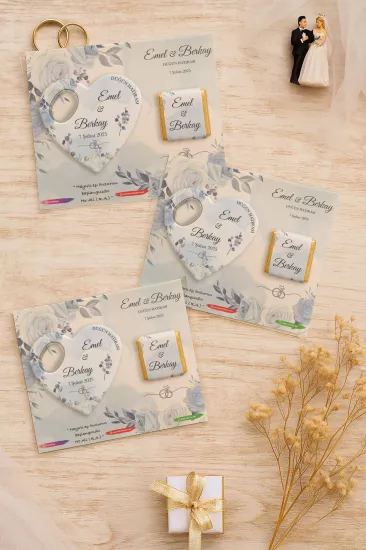 Kişiye Özel Çikolatalı Kalp Açacak Magnet | Söz, Nişan, Nikah, Düğün Hediyesi