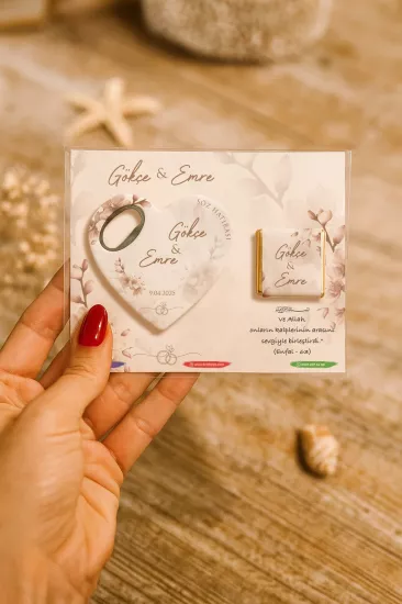Kişiye Özel Çikolatalı Kalp Açacak Magnet | Söz, Nişan, Nikah, Düğün Hediyesi