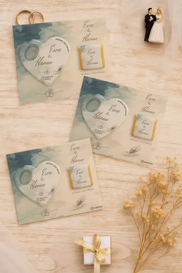 Kişiye Özel Çikolatalı Kalp Açacak Magnet | Söz, Nişan, Nikah, Düğün Hediyesi