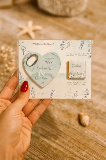 Kişiye Özel Çikolatalı Kalp Açacak Magnet | Söz, Nişan, Nikah, Düğün Hediyesi