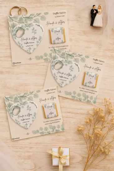 Kişiye Özel Çikolatalı Kalp Açacak Magnet | Söz, Nişan, Nikah, Düğün Hediyesi
