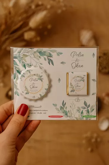 Kişiye Özel Çikolatalı Kalp Açacak Magnet | Söz, Nişan, Nikah, Düğün Hediyesi
