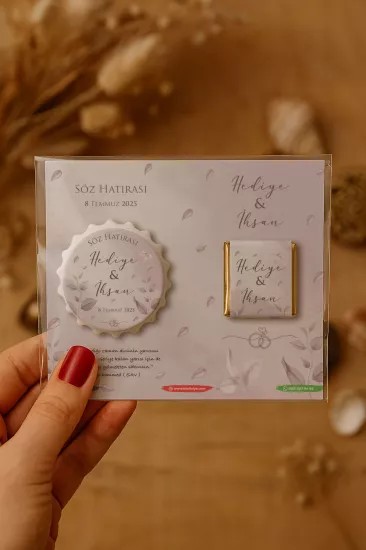 Kişiye Özel Çikolatalı Kalp Açacak Magnet | Söz, Nişan, Nikah, Düğün Hediyesi
