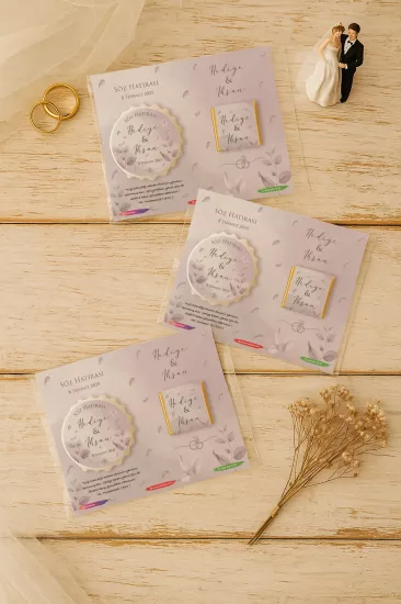 Kişiye Özel Çikolatalı Kalp Açacak Magnet | Söz, Nişan, Nikah, Düğün Hediyesi