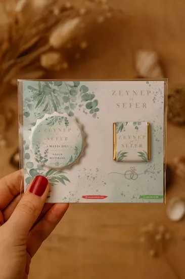 Kişiye Özel Çikolatalı Kalp Açacak Magnet | Söz, Nişan, Nikah, Düğün Hediyesi