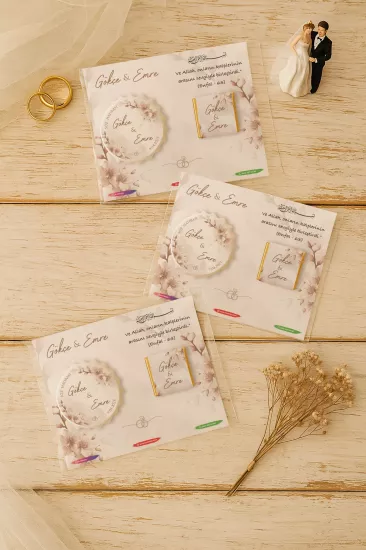 Kişiye Özel Çikolatalı Kalp Açacak Magnet | Söz, Nişan, Nikah, Düğün Hediyesi