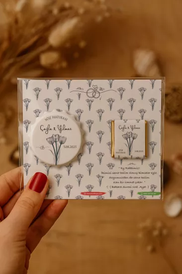 Kişiye Özel Çikolatalı Kalp Açacak Magnet | Söz, Nişan, Nikah, Düğün Hediyesi