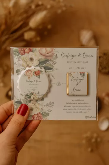 Kişiye Özel Çikolatalı Kalp Açacak Magnet | Söz, Nişan, Nikah, Düğün Hediyesi