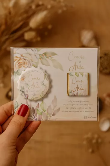 Kişiye Özel Çikolatalı Kalp Açacak Magnet | Söz, Nişan, Nikah, Düğün Hediyesi