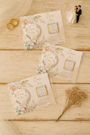 Kişiye Özel Çikolatalı Kalp Açacak Magnet | Söz, Nişan, Nikah, Düğün Hediyesi