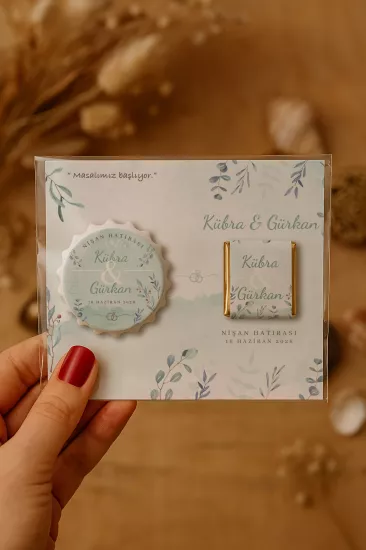 Kişiye Özel Çikolatalı Kalp Açacak Magnet | Söz, Nişan, Nikah, Düğün Hediyesi