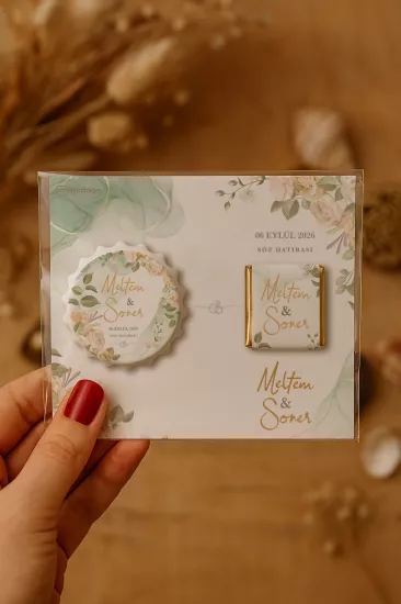 Kişiye Özel Çikolatalı Kalp Açacak Magnet | Söz, Nişan, Nikah, Düğün Hediyesi