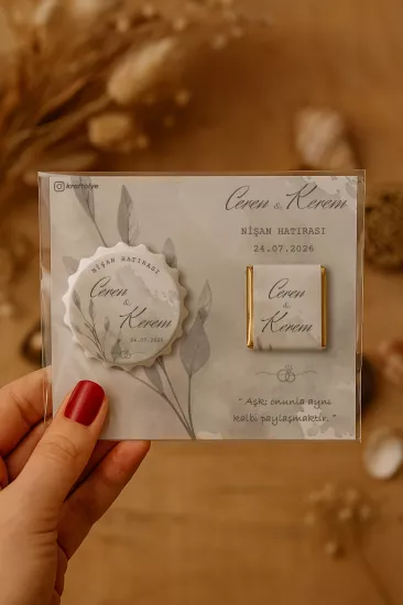 Kişiye Özel Çikolatalı Kalp Açacak Magnet | Söz, Nişan, Nikah, Düğün Hediyesi