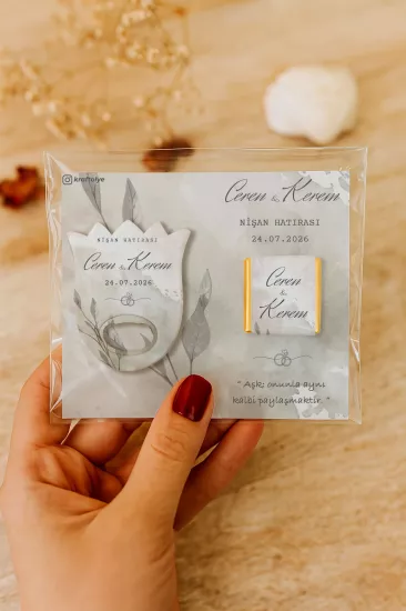 Söz Nişan Kına Nikah Düğün Hatırası Çikolatalı Lale Açacak Magnet