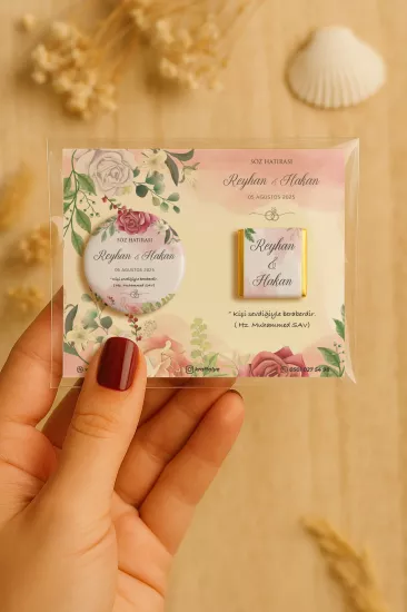 Söz Nişan Kına Nikah Düğün Hatırası Çikolatalı Metal Açacak Magnet