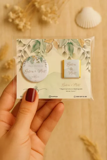 Söz Nişan Kına Nikah Düğün Hatırası Çikolatalı Metal Açacak Magnet