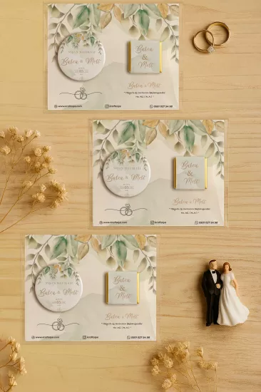 Söz Nişan Kına Nikah Düğün Hatırası Çikolatalı Metal Açacak Magnet