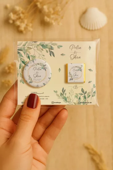 Söz Nişan Kına Nikah Düğün Hatırası Çikolatalı Metal Açacak Magnet