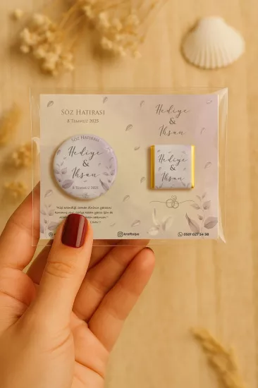 Söz Nişan Kına Nikah Düğün Hatırası Çikolatalı Metal Açacak Magnet