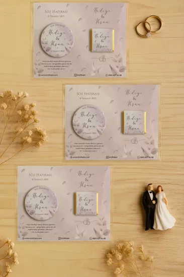 Söz Nişan Kına Nikah Düğün Hatırası Çikolatalı Metal Açacak Magnet