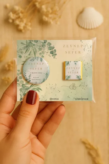 Söz Nişan Kına Nikah Düğün Hatırası Çikolatalı Metal Açacak Magnet